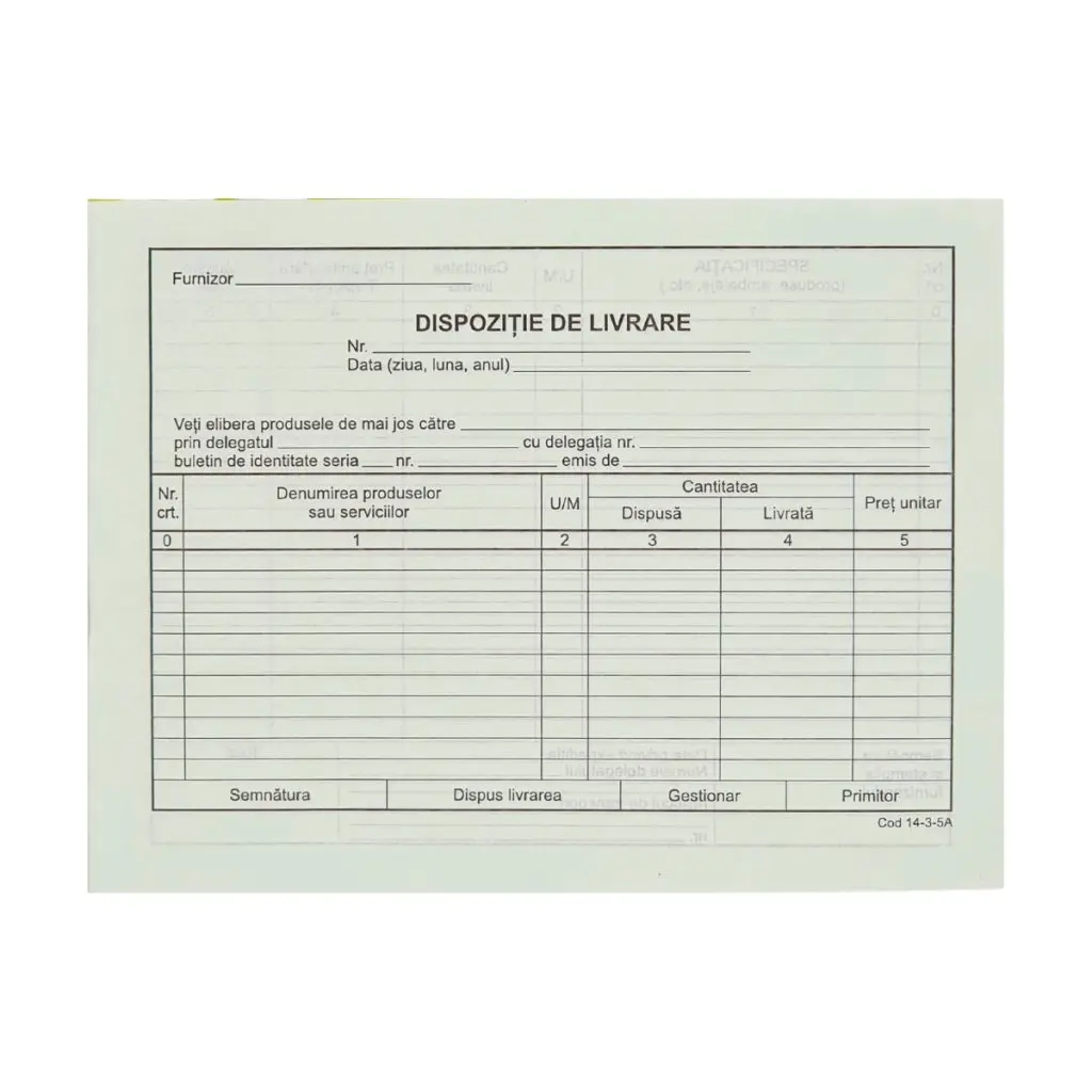 dispozitie de livrare a5 2 exemplare interior
