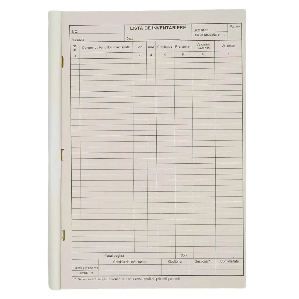lista inventar vertical 7 coloane interior