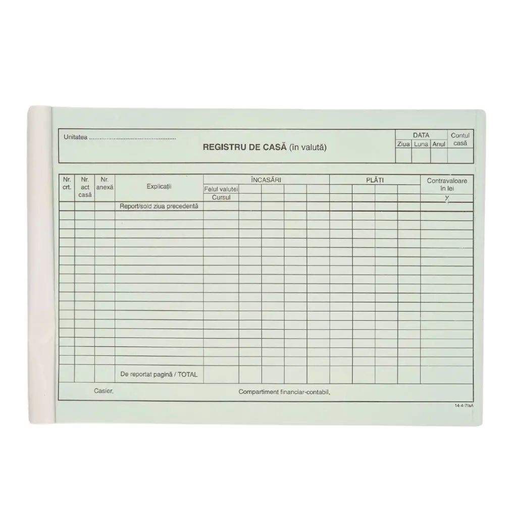 registru de casa valuta autocopiativ interior