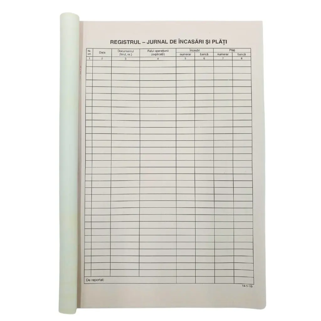 registru jurnal incasari si plati interior